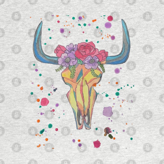 Colorful Cow Skull by LuvbuzzArt